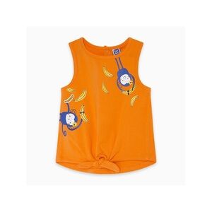 Vibrant Orange Kids Tank Top with Monkey Design